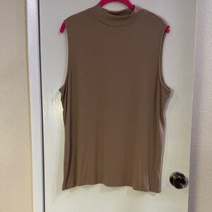 Chico's Sleeveless Brown Ribbed Mock-neck Top